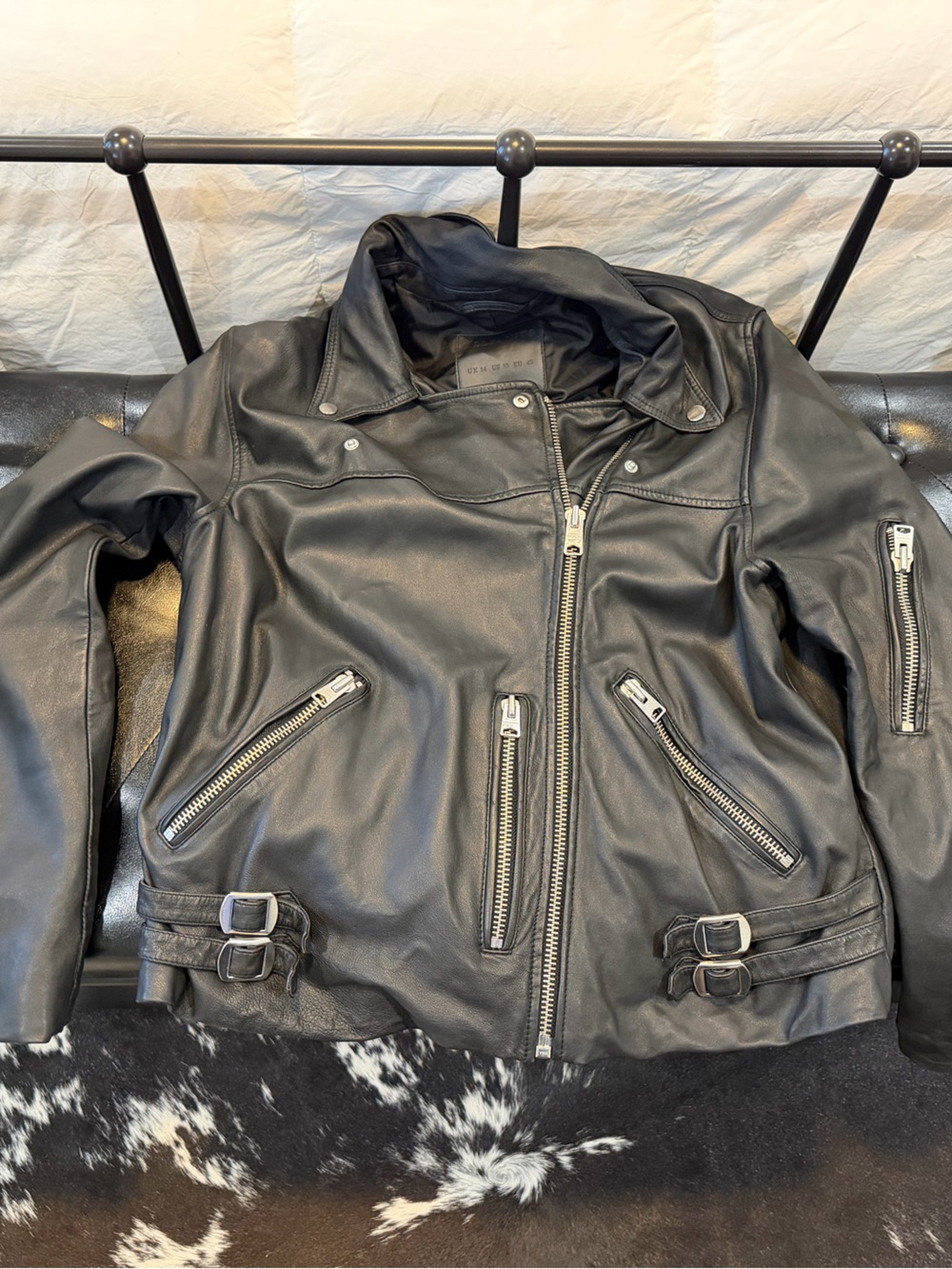 All Saints Black Leather Biker Jacket